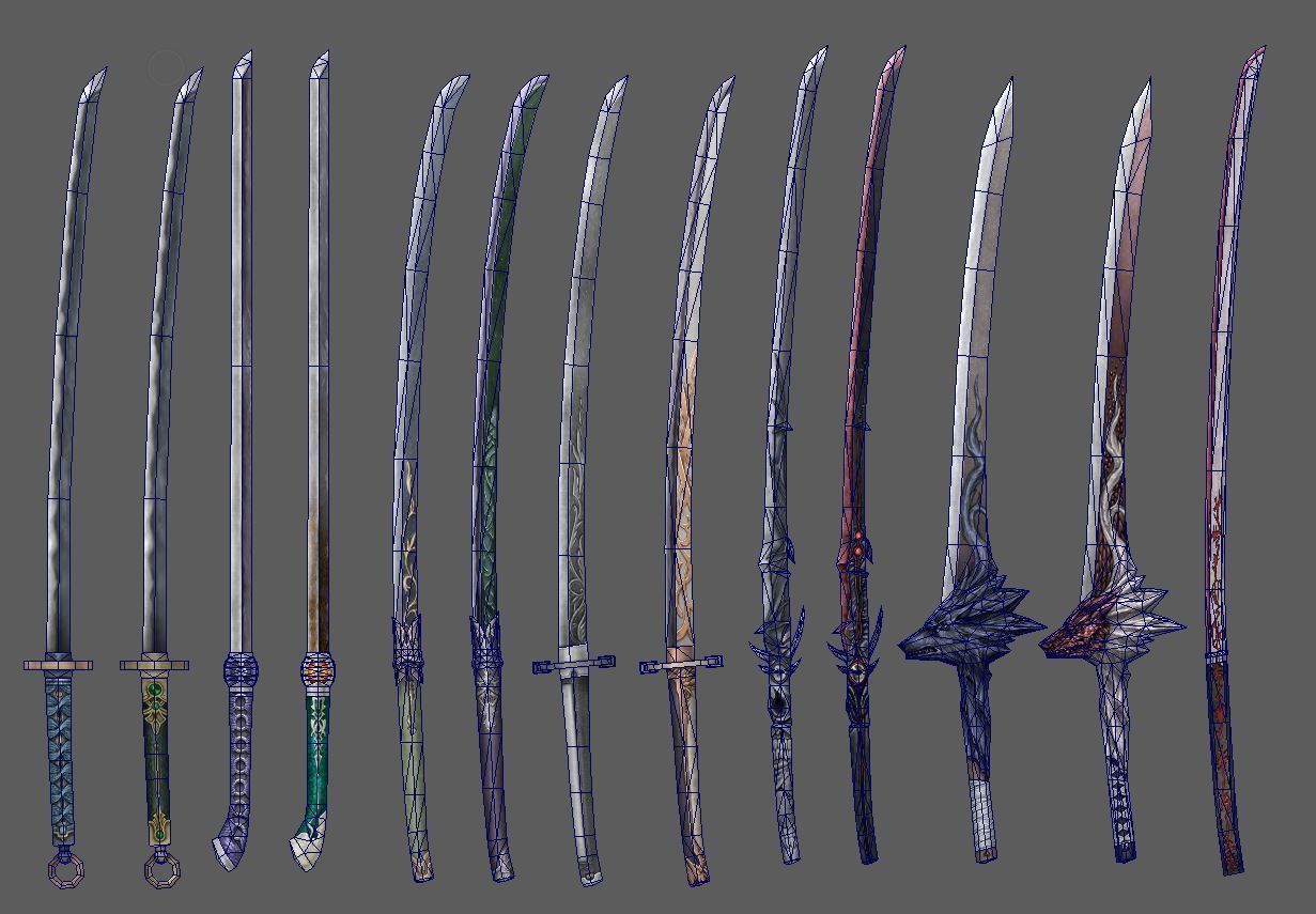 weapon Katana Low-poly 3D model_1