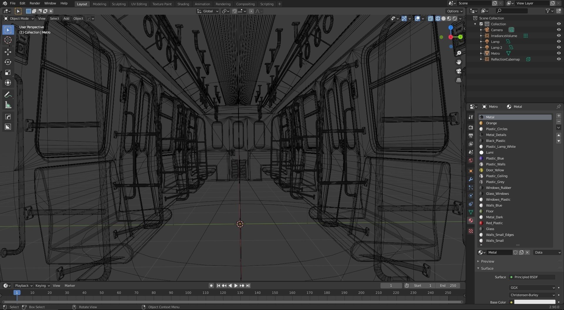 Subway Interior Low-poly 3D model_1