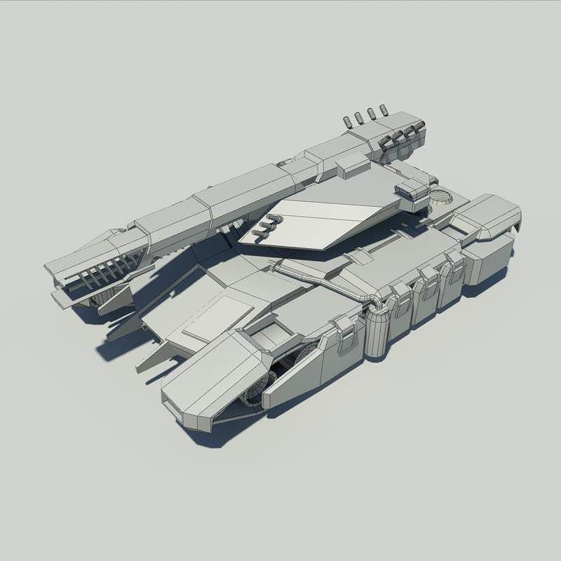 Sci fi Tank Low-poly 3D model_21