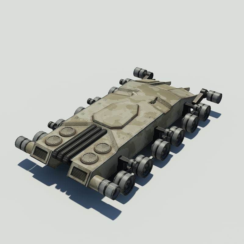 Sci fi Tank Low-poly 3D model_5