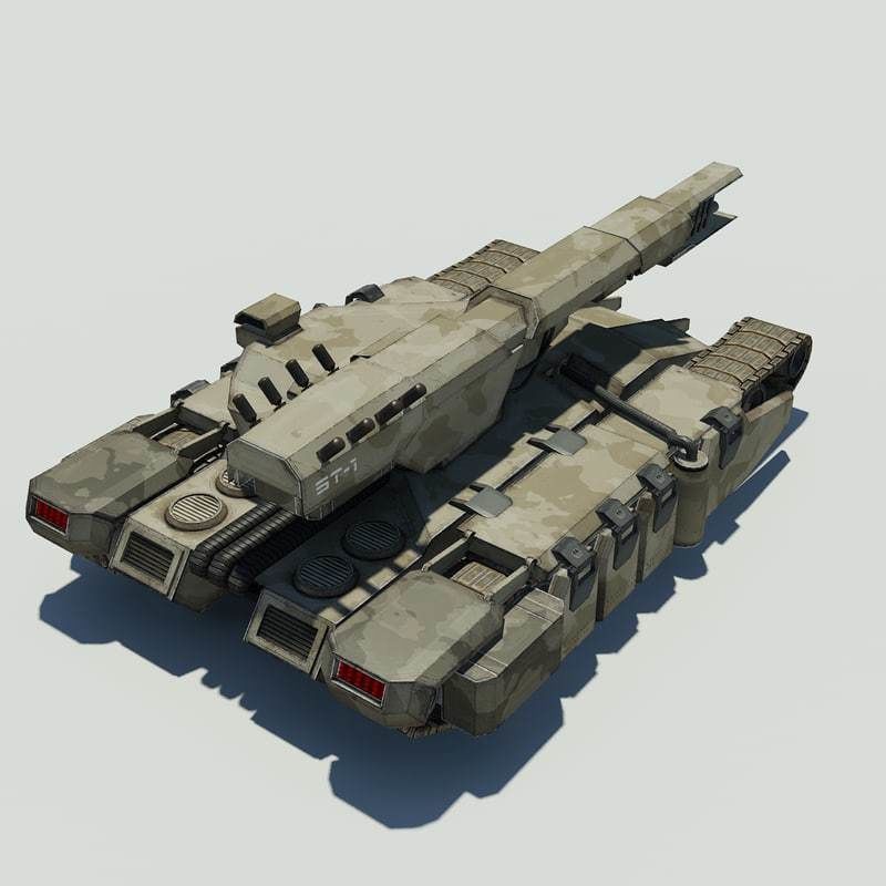 Sci fi Tank Low-poly 3D model_1