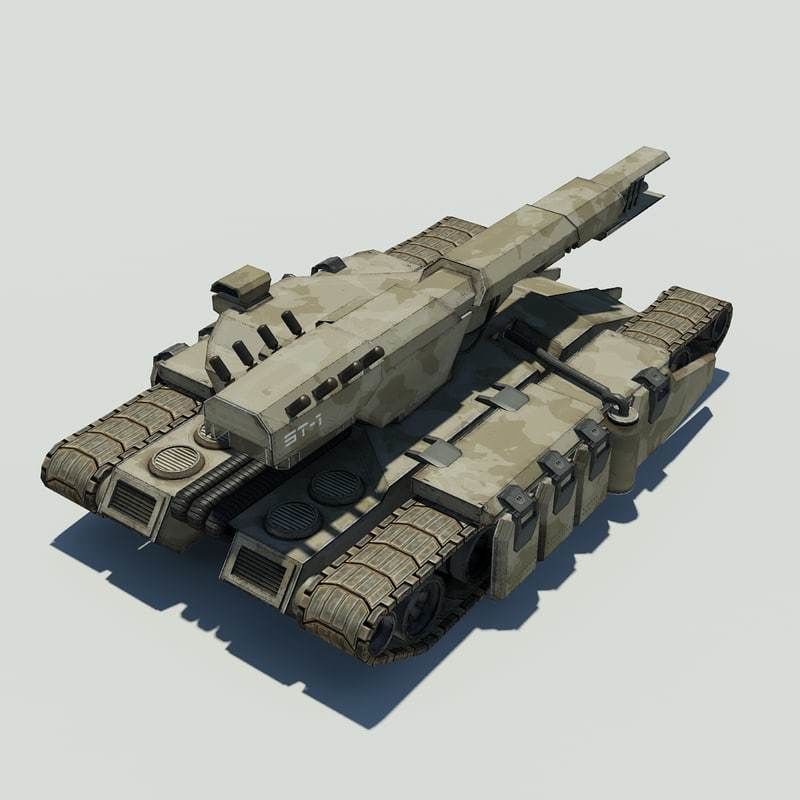 Sci fi Tank Low-poly 3D model_2