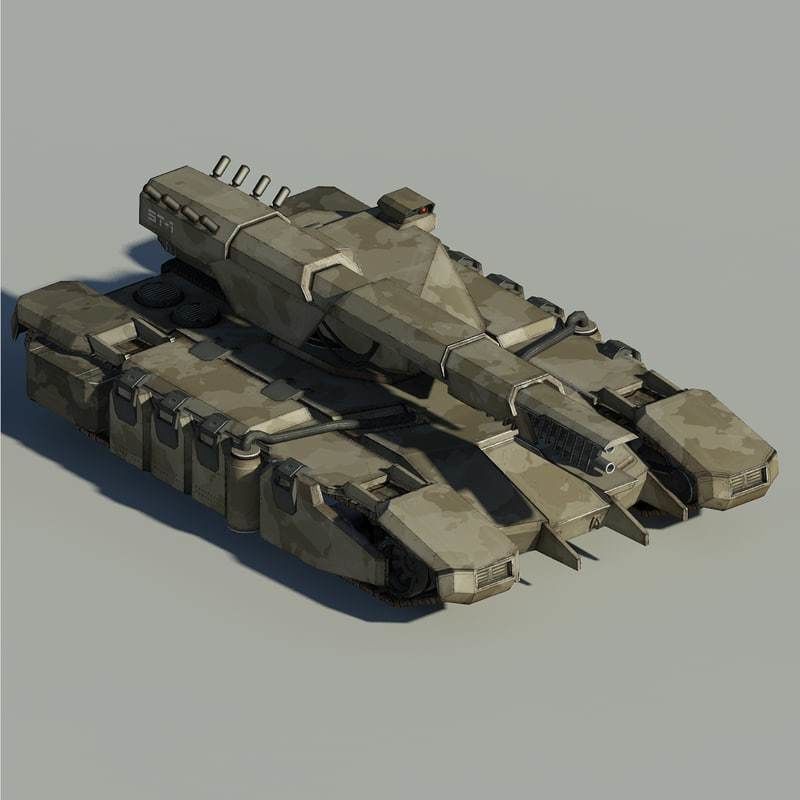 Sci fi Tank Low-poly 3D model_16