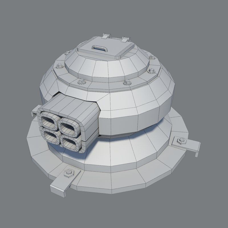Sci Fi Turret Low-poly 3D model_7