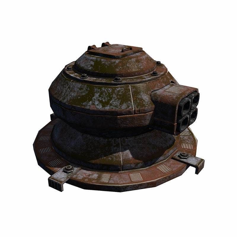 Sci Fi Turret Low-poly 3D model_4