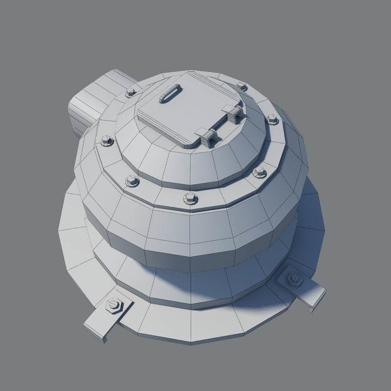 Sci Fi Turret Low-poly 3D model_8