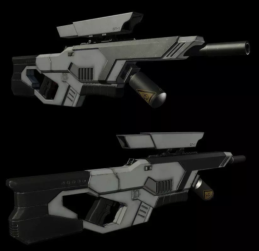 Sci Fi Rifle Low-poly 3D model_0
