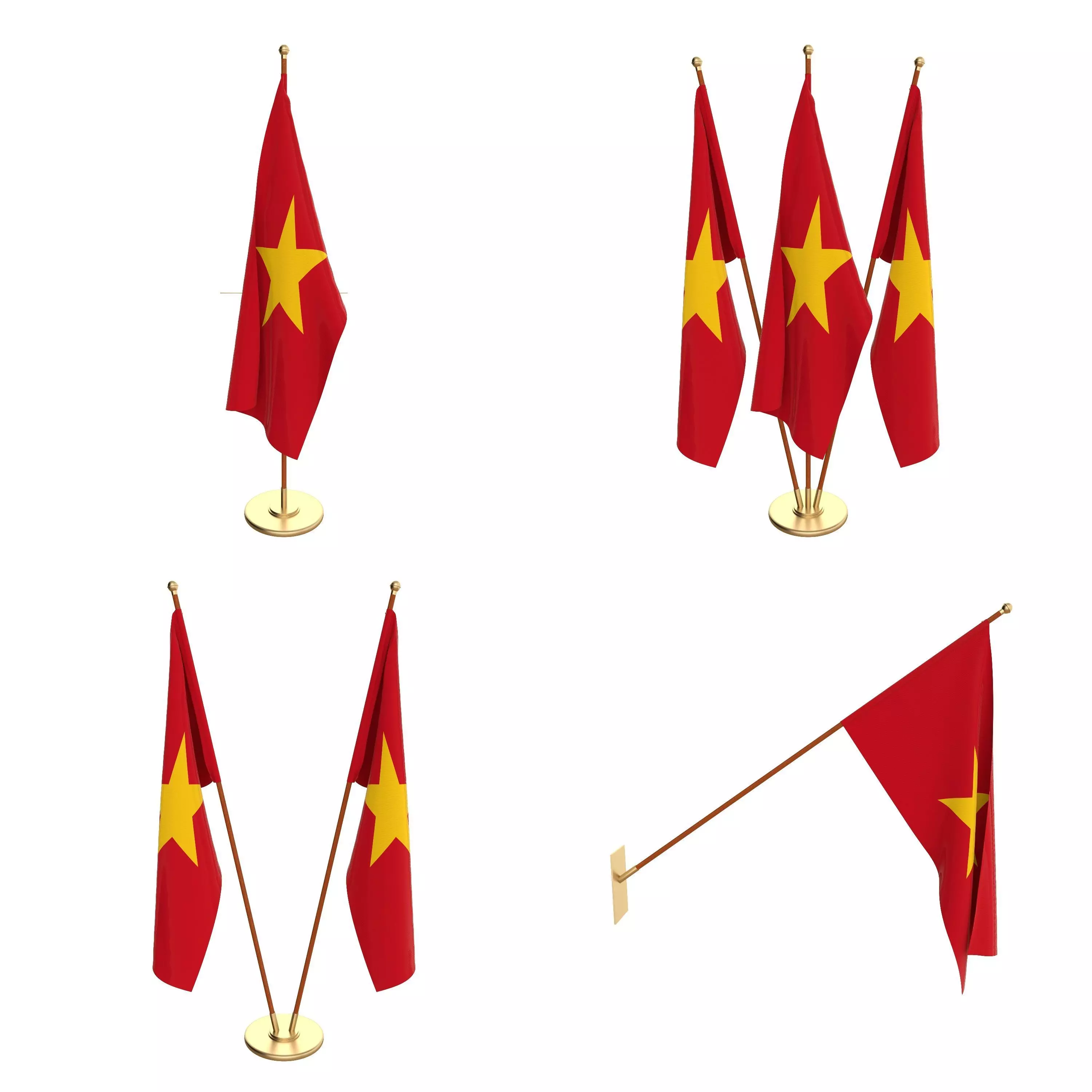 Vitenam Flag Pack 3D model_0
