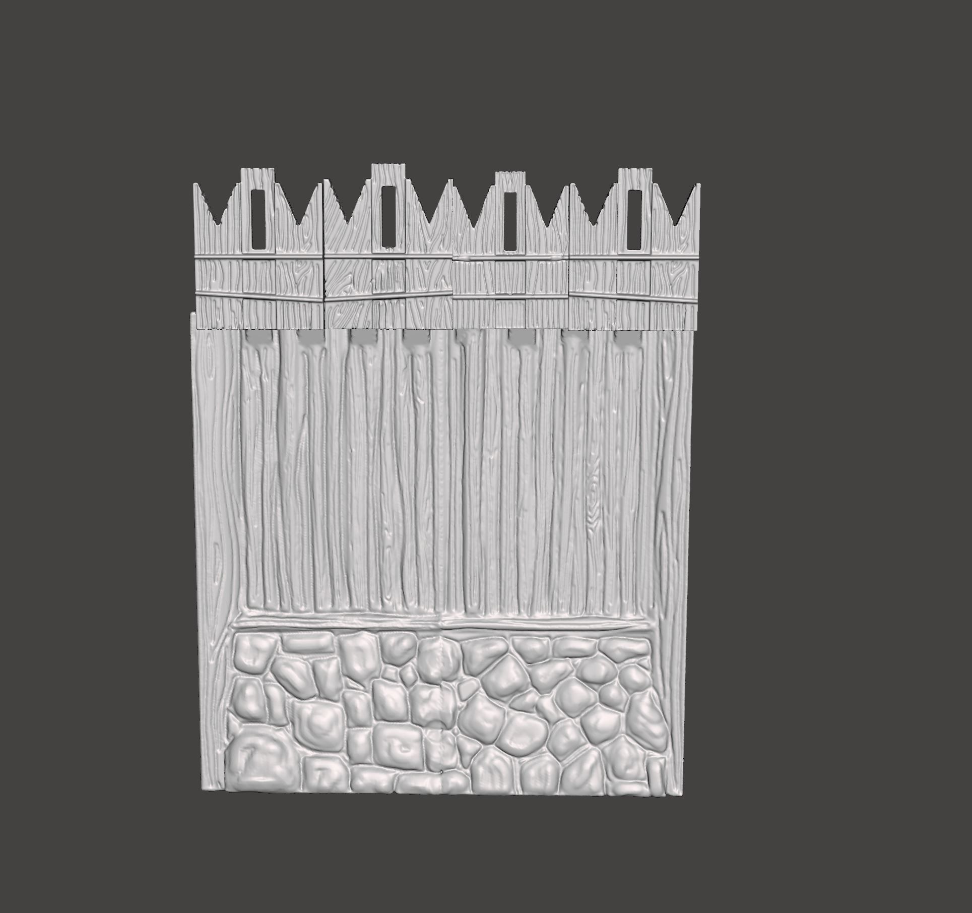 Fortifications wooden fence with stones 3D print model_6