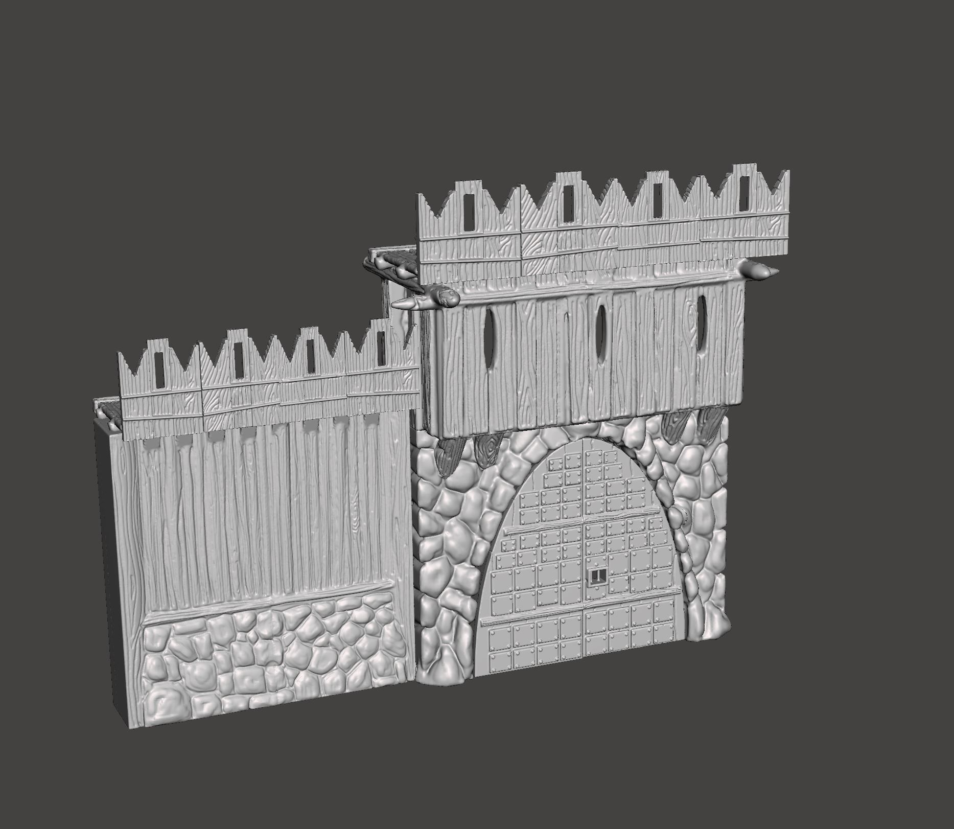 Fortifications wooden fence with stones 3D print model_13