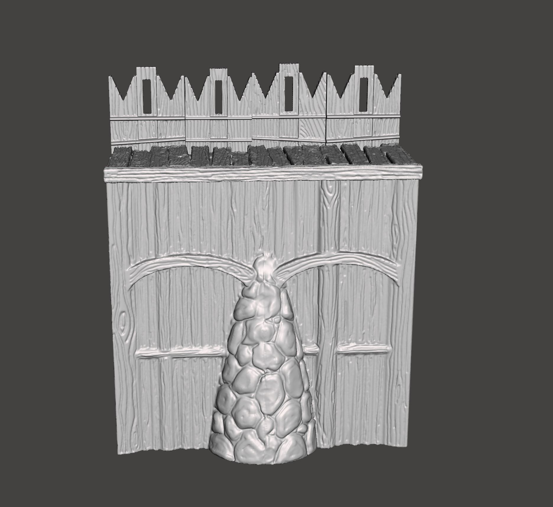 Fortifications wooden fence with stones 3D print model_9