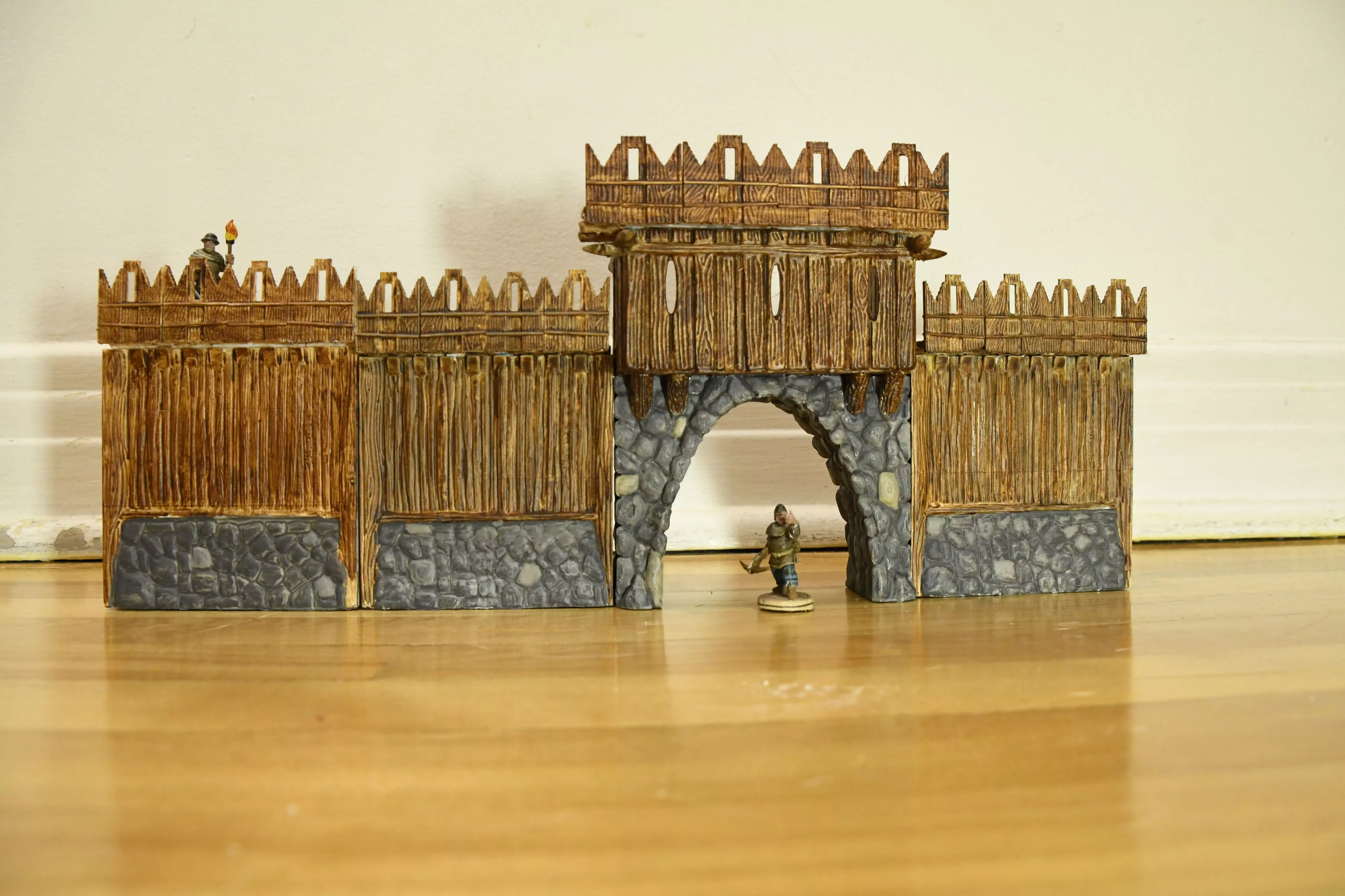 Fortifications wooden fence with stones 3D print model_0