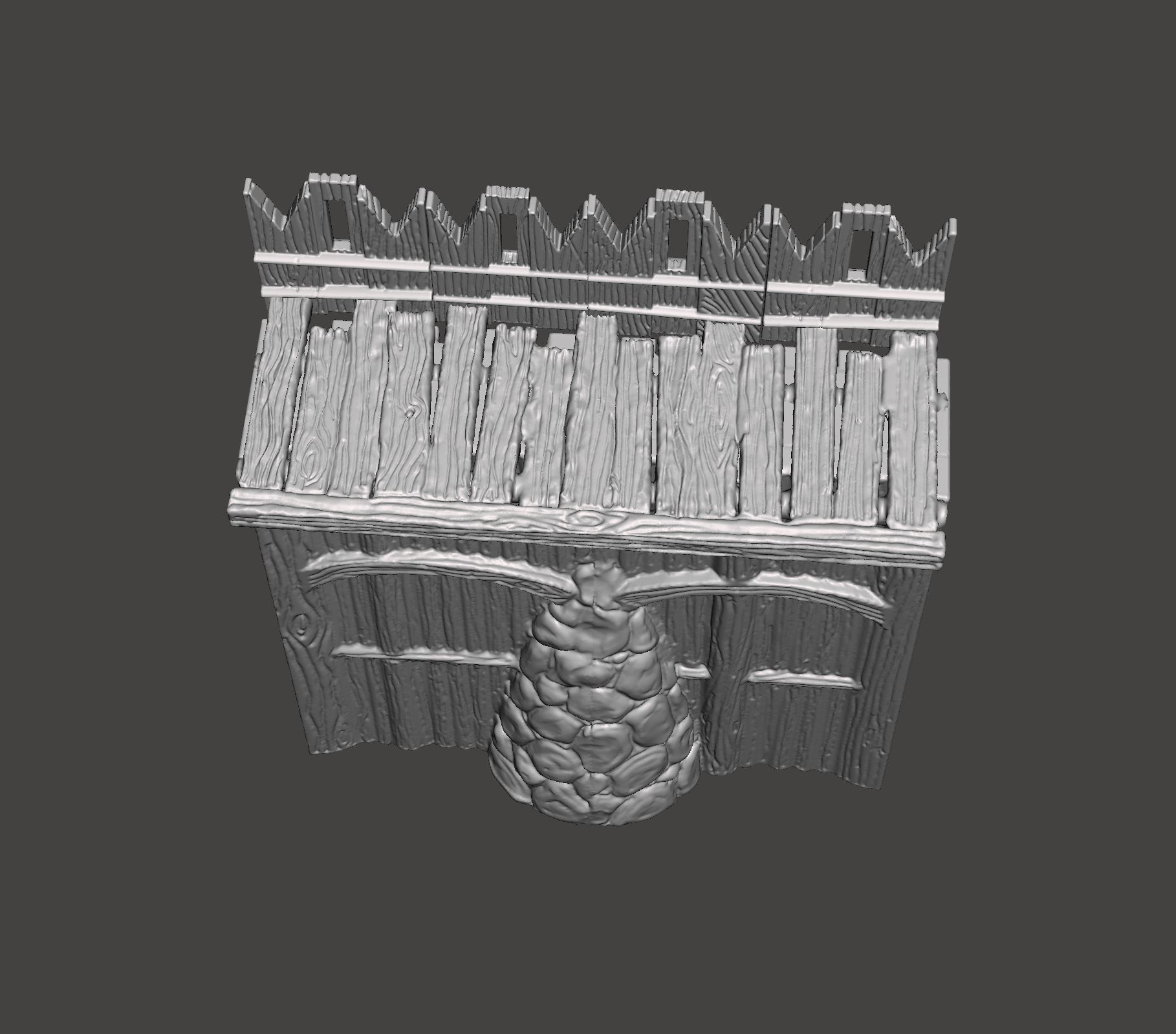 Fortifications wooden fence with stones 3D print model_8