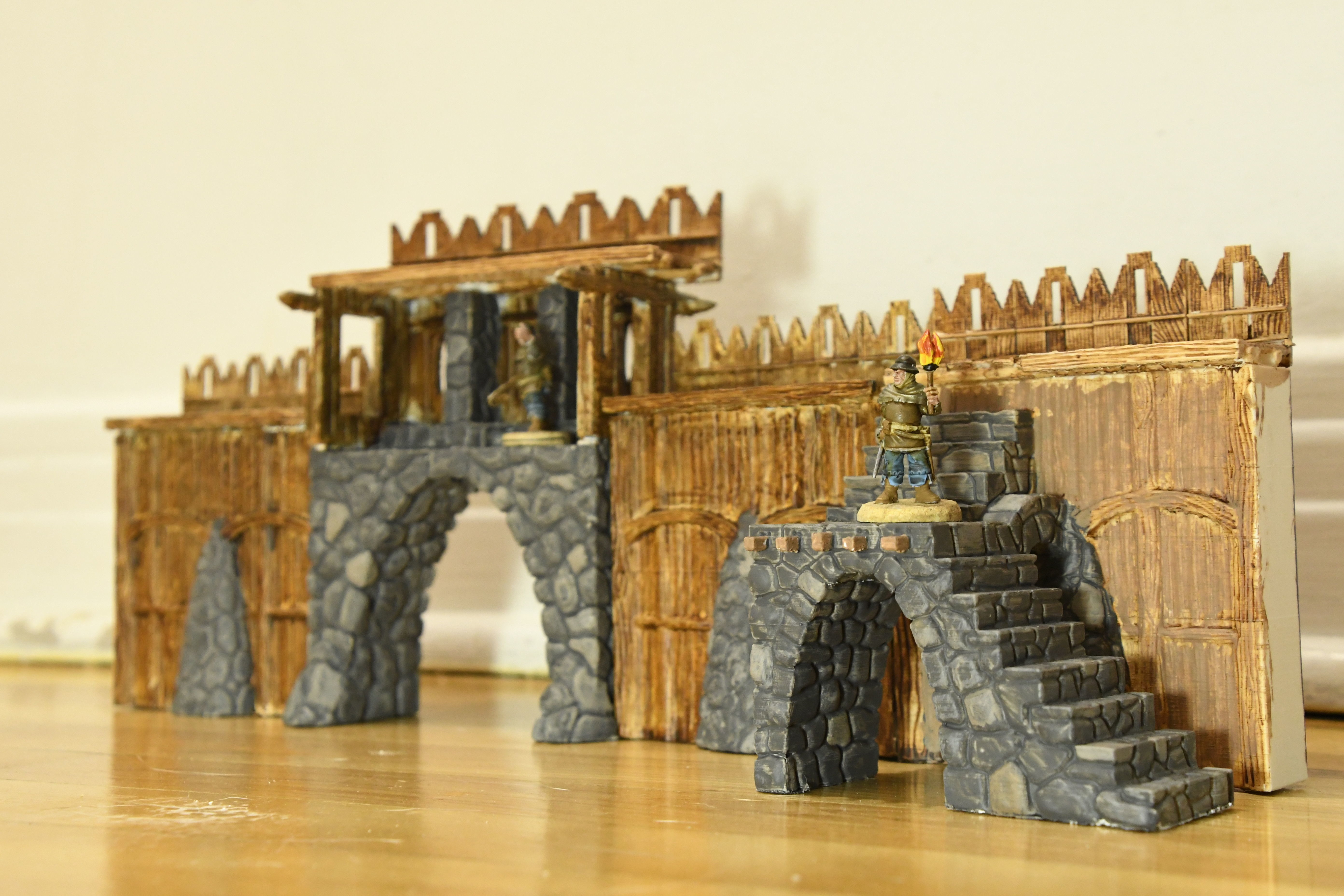 Fortifications wooden fence with stones 3D print model_1