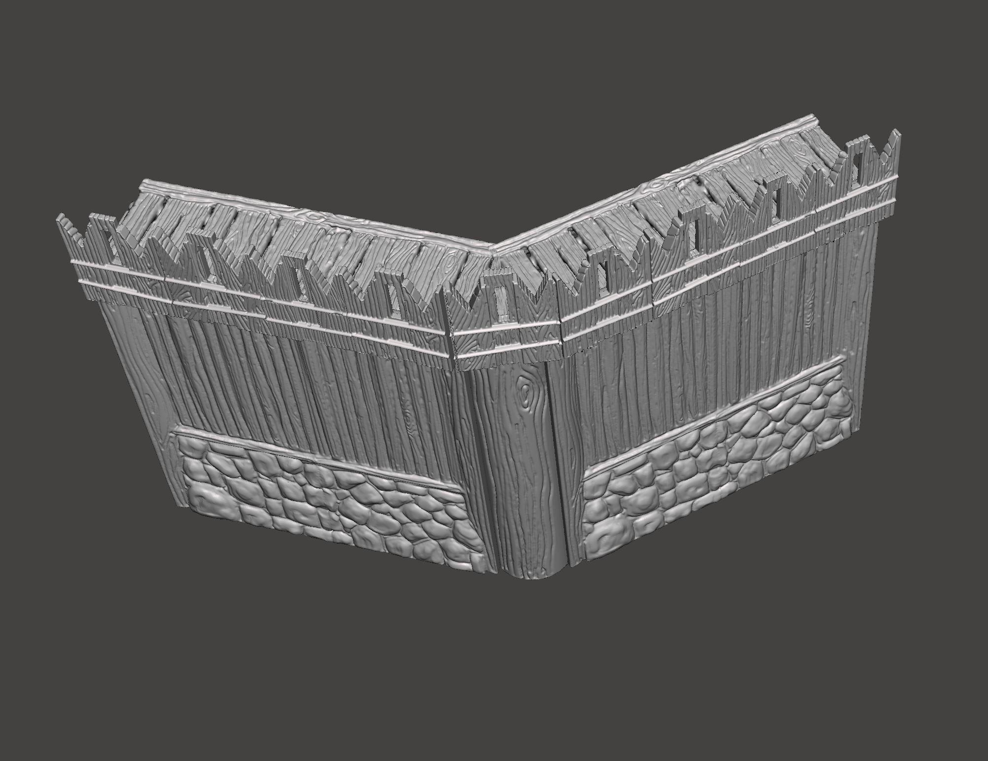 Fortifications wooden fence with stones 3D print model_12