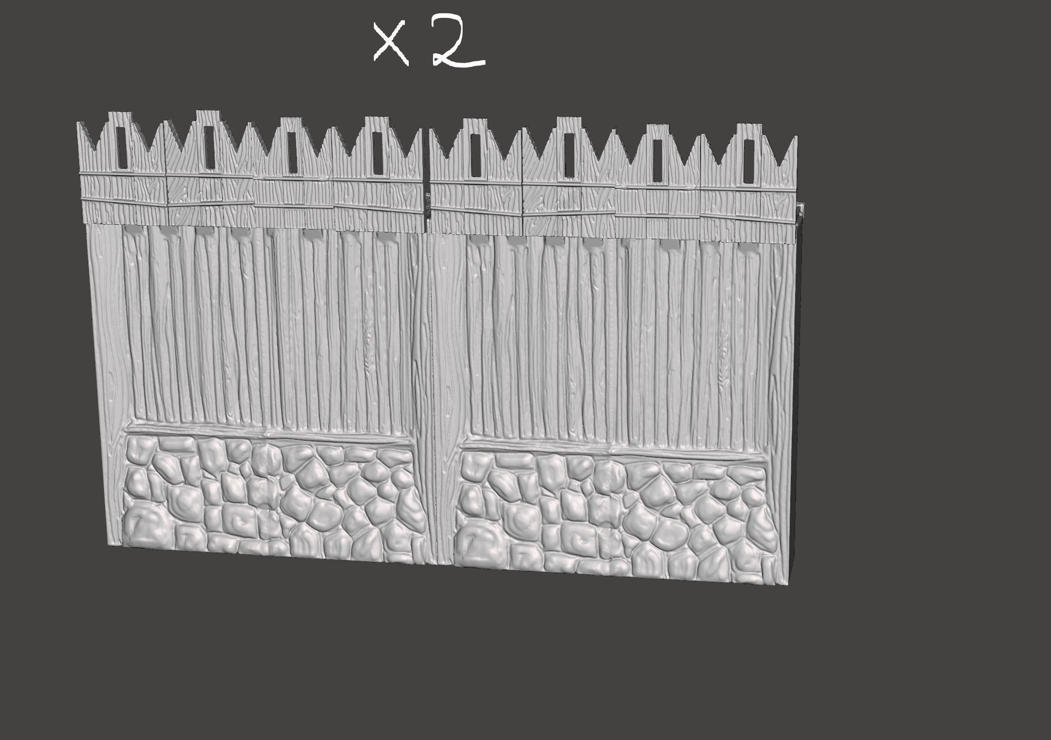 Fortifications wooden fence with stones 3D print model_11
