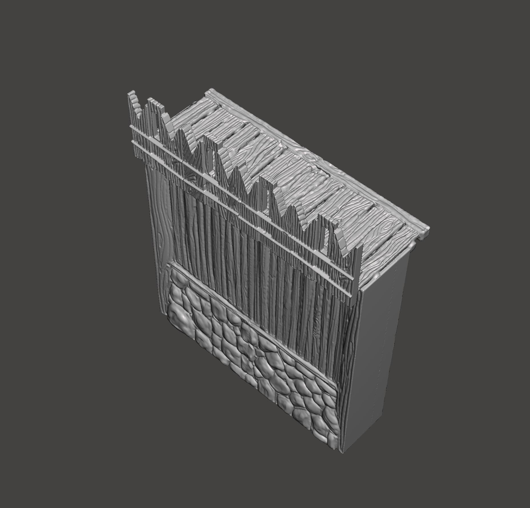 Fortifications wooden fence with stones 3D print model_7
