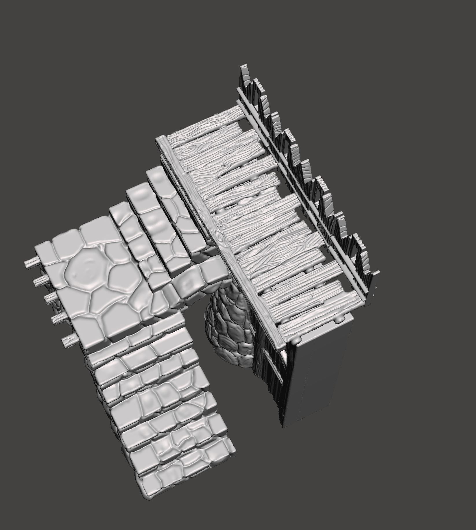 Fortifications wooden fence with stones 3D print model_5