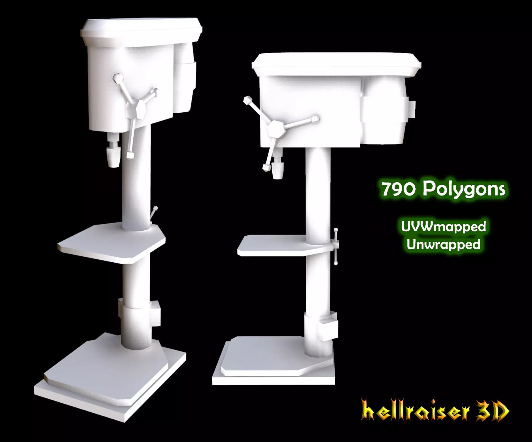 Drill Press Low-poly 3D model_0