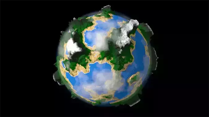 Planet Miniature with Clouds and Atmosphere