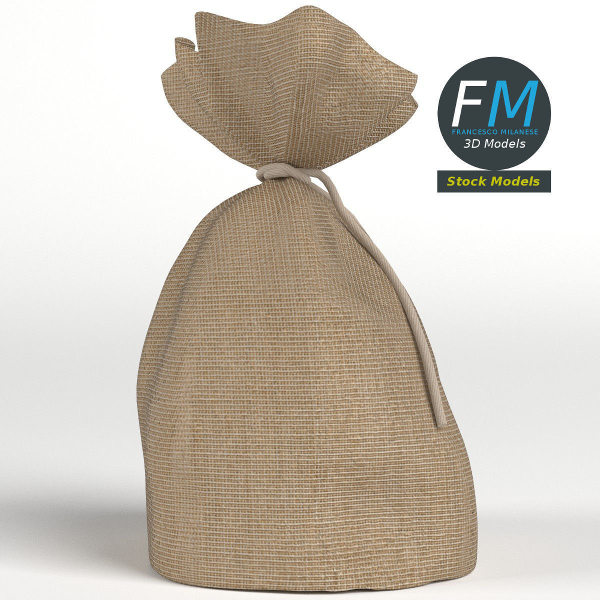 Jute sack 3D model_4