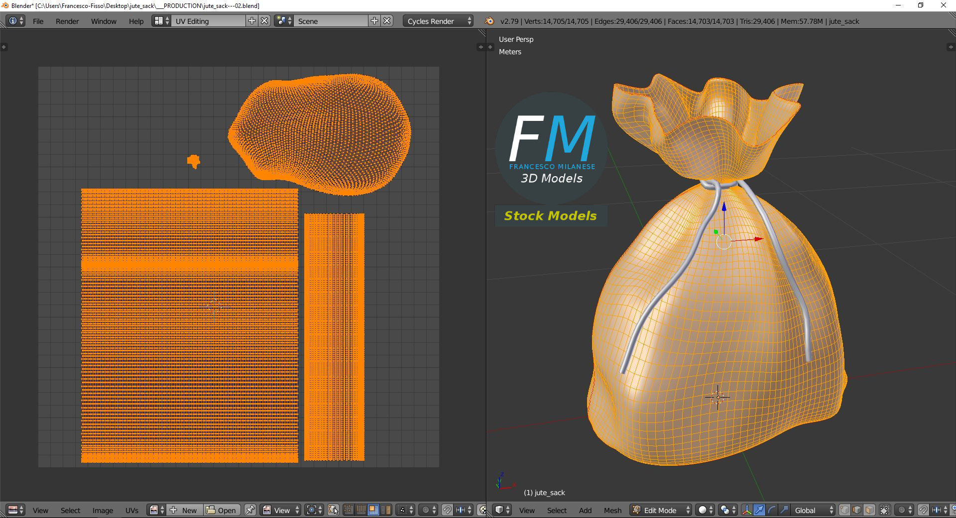 Jute sack 3D model_10