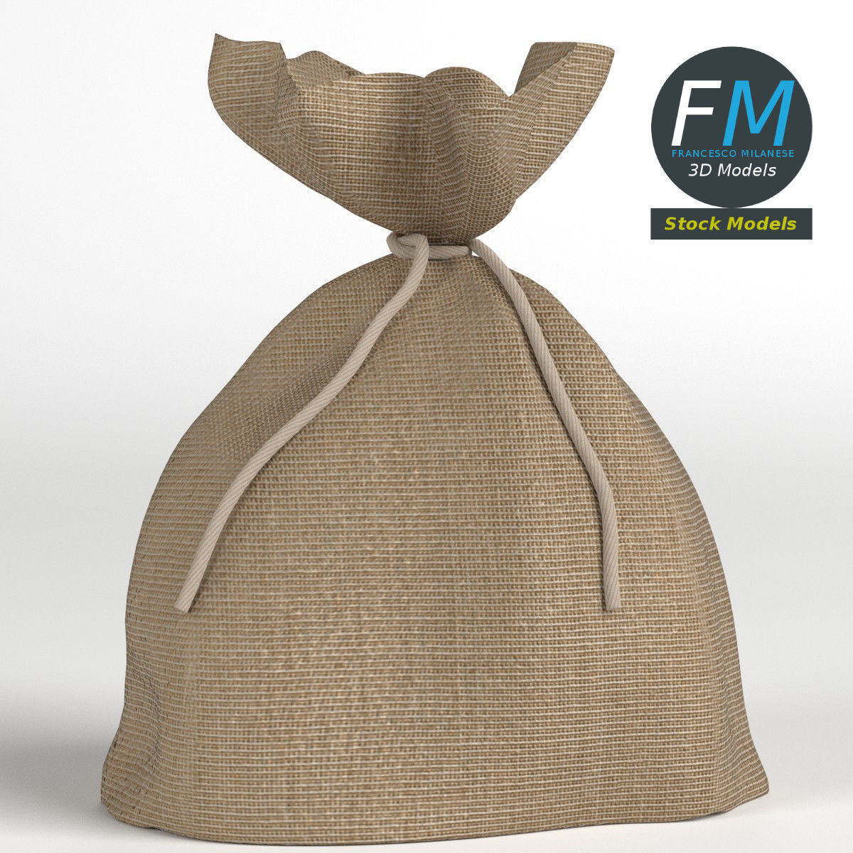 Jute sack 3D model_3