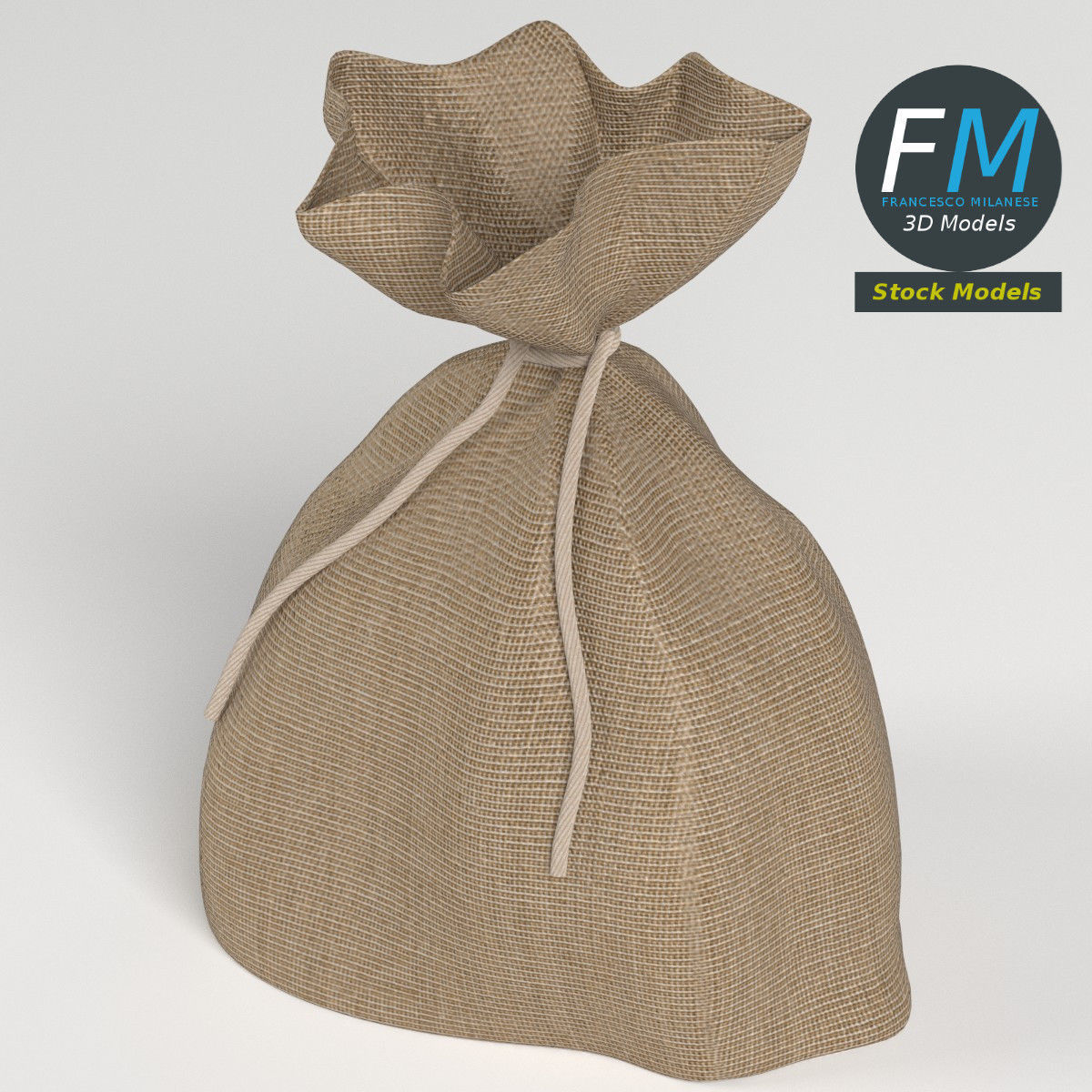 Jute sack 3D model_2