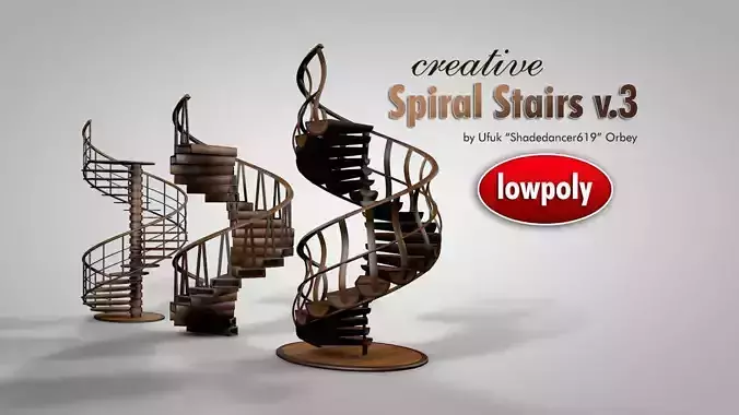 Decorative Spiral Stairs Low-poly 3D model
