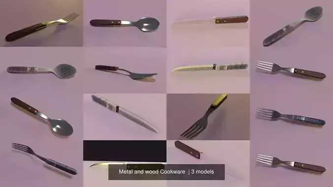 Metal and wood Cookware  3D Model Collection