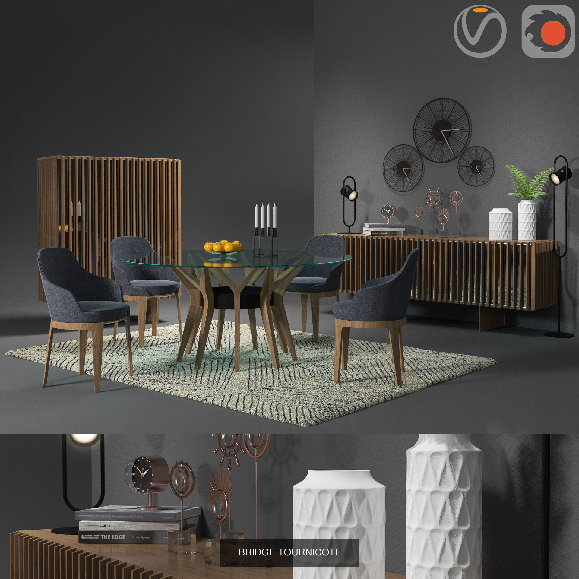 Bridge Group Decoration 3D Model Collection_3