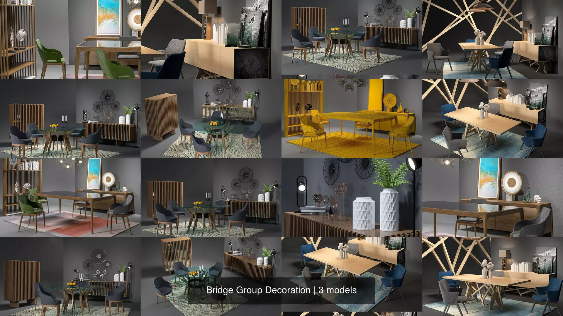 Bridge Group Decoration 3D Model Collection_0