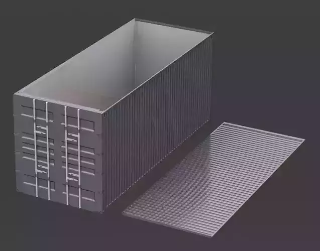 Printable 20ft Shipping Container with removable roof panel