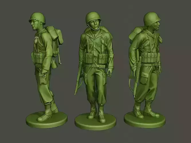 American soldier ww2 walk A2 3D print model