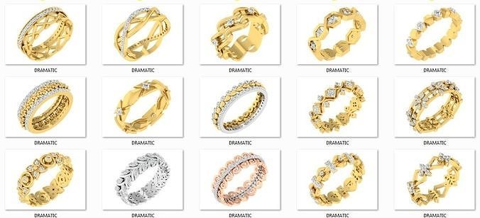 100 Women Bands ring 3dm cad render details print model 3D print model