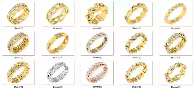 100 Women Bands ring 3dm cad render details print model 3D print model