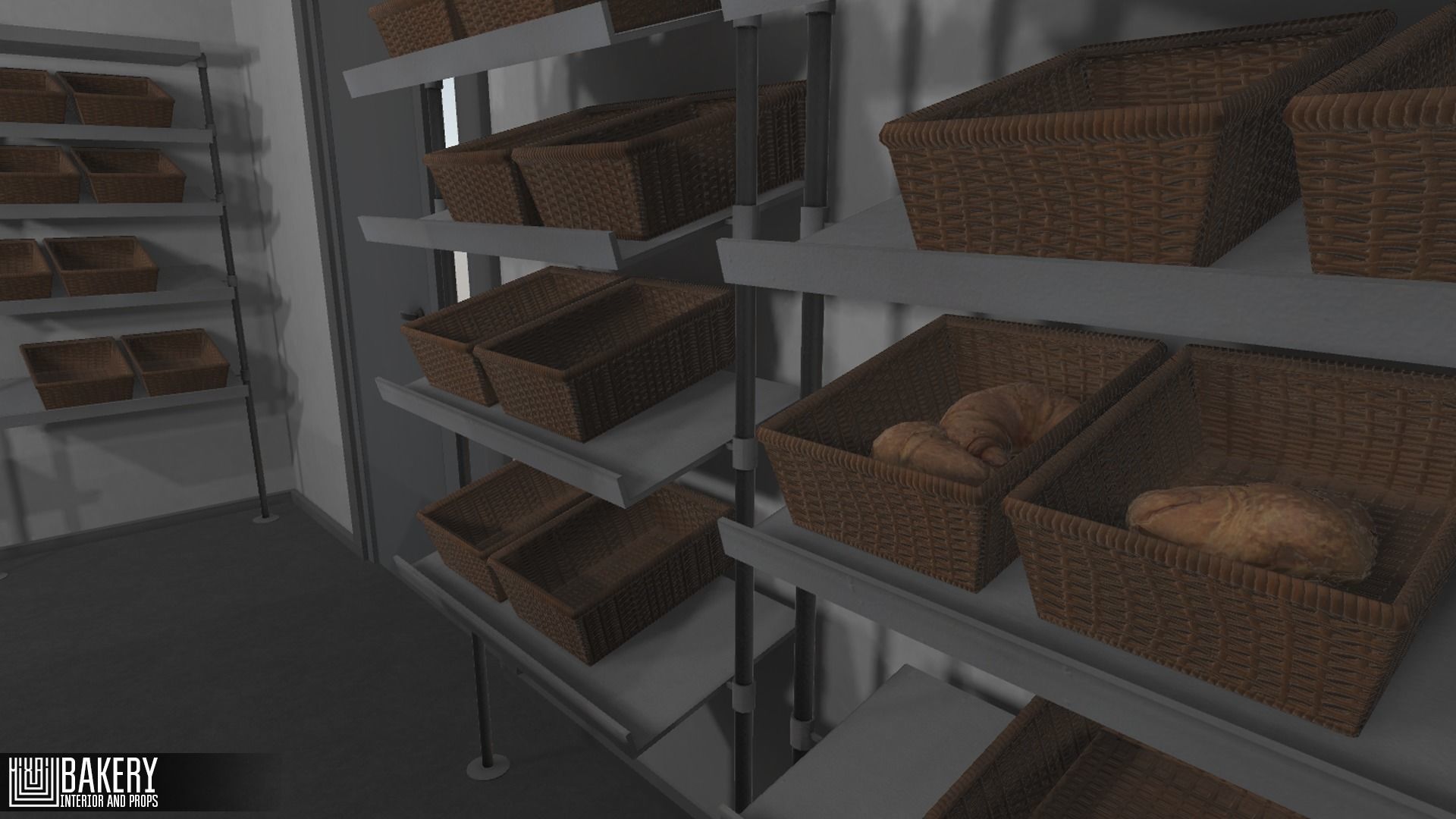 Bakery - interior and props Low-poly 3D model_13