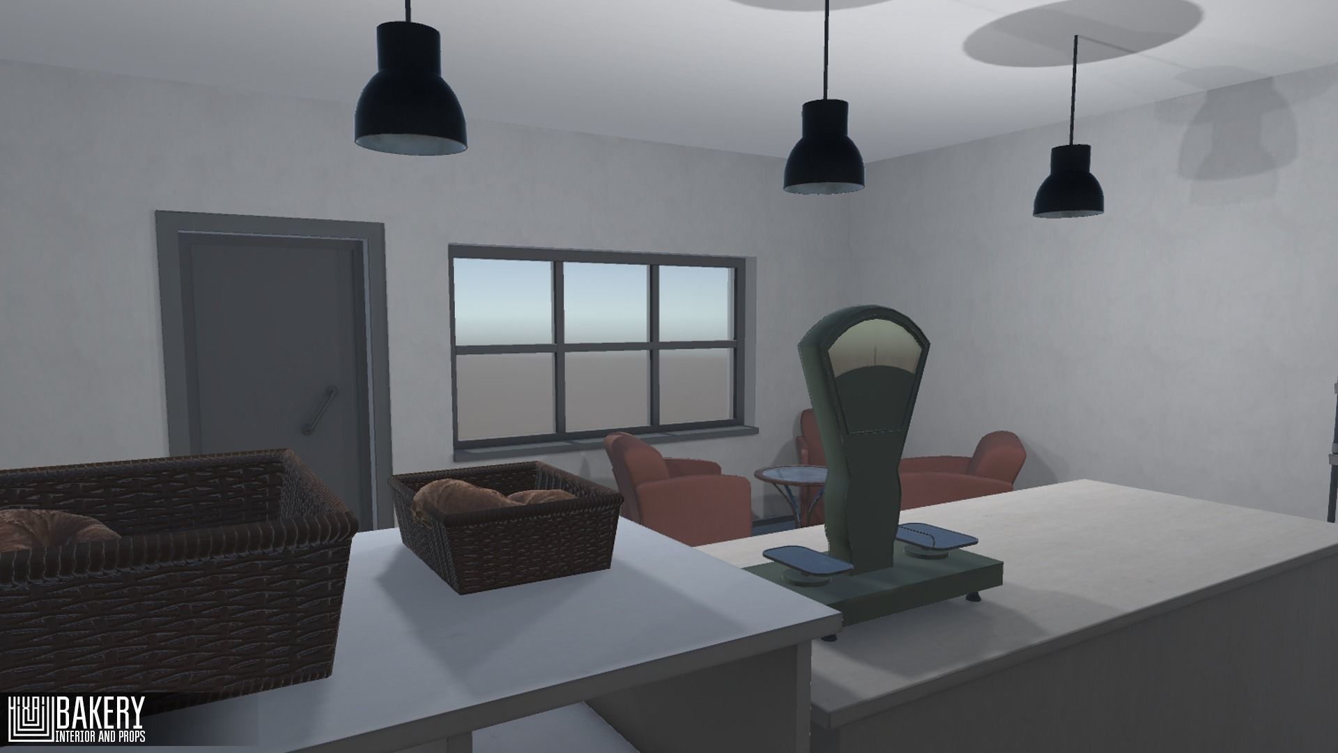 Bakery - interior and props Low-poly 3D model_11