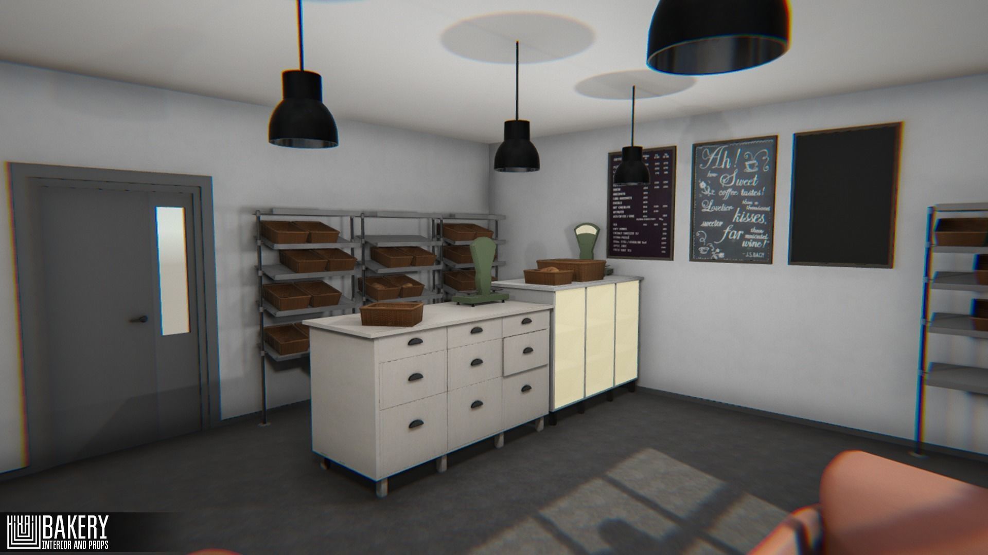 Bakery - interior and props Low-poly 3D model_3
