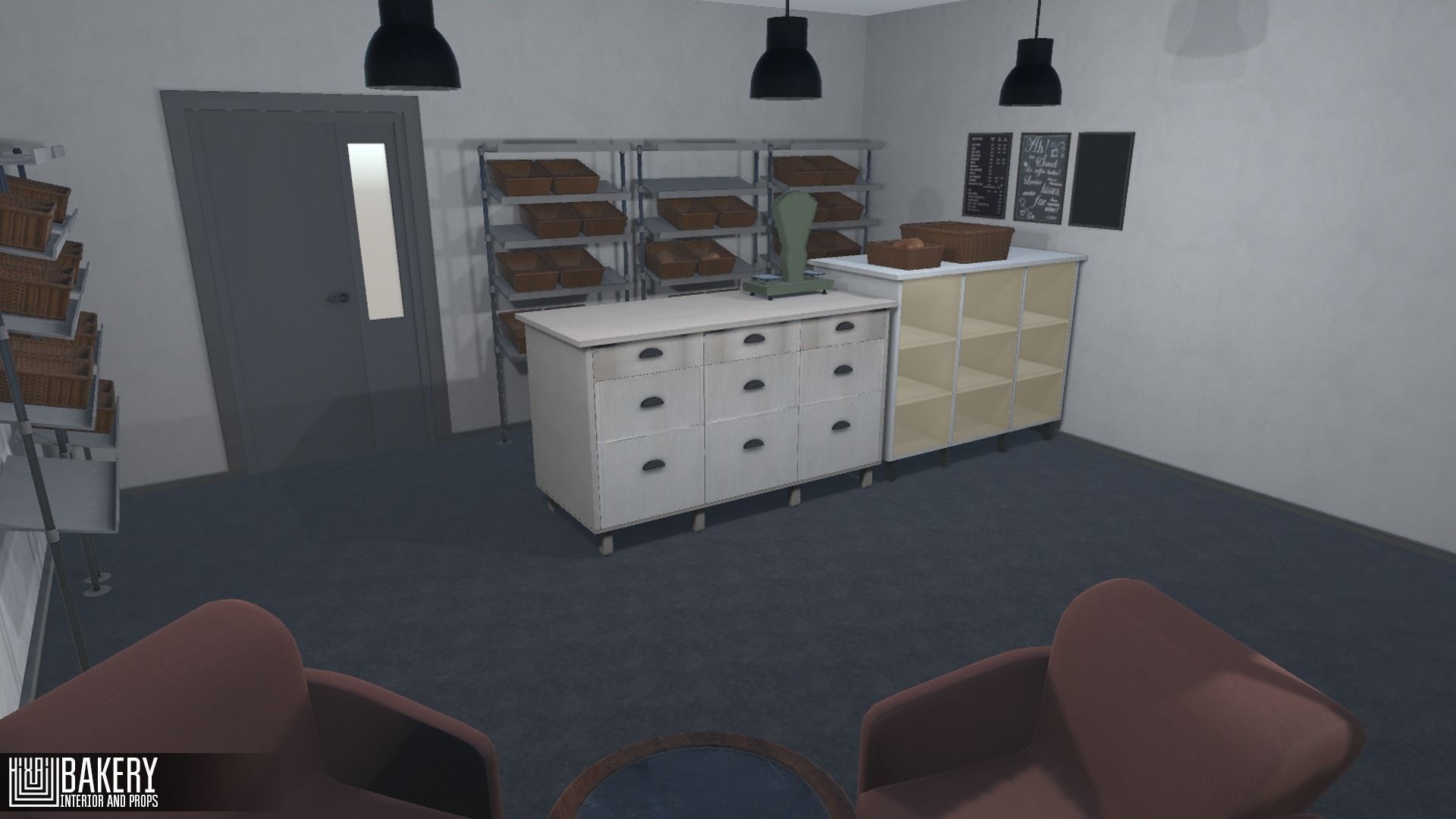 Bakery - interior and props Low-poly 3D model_10