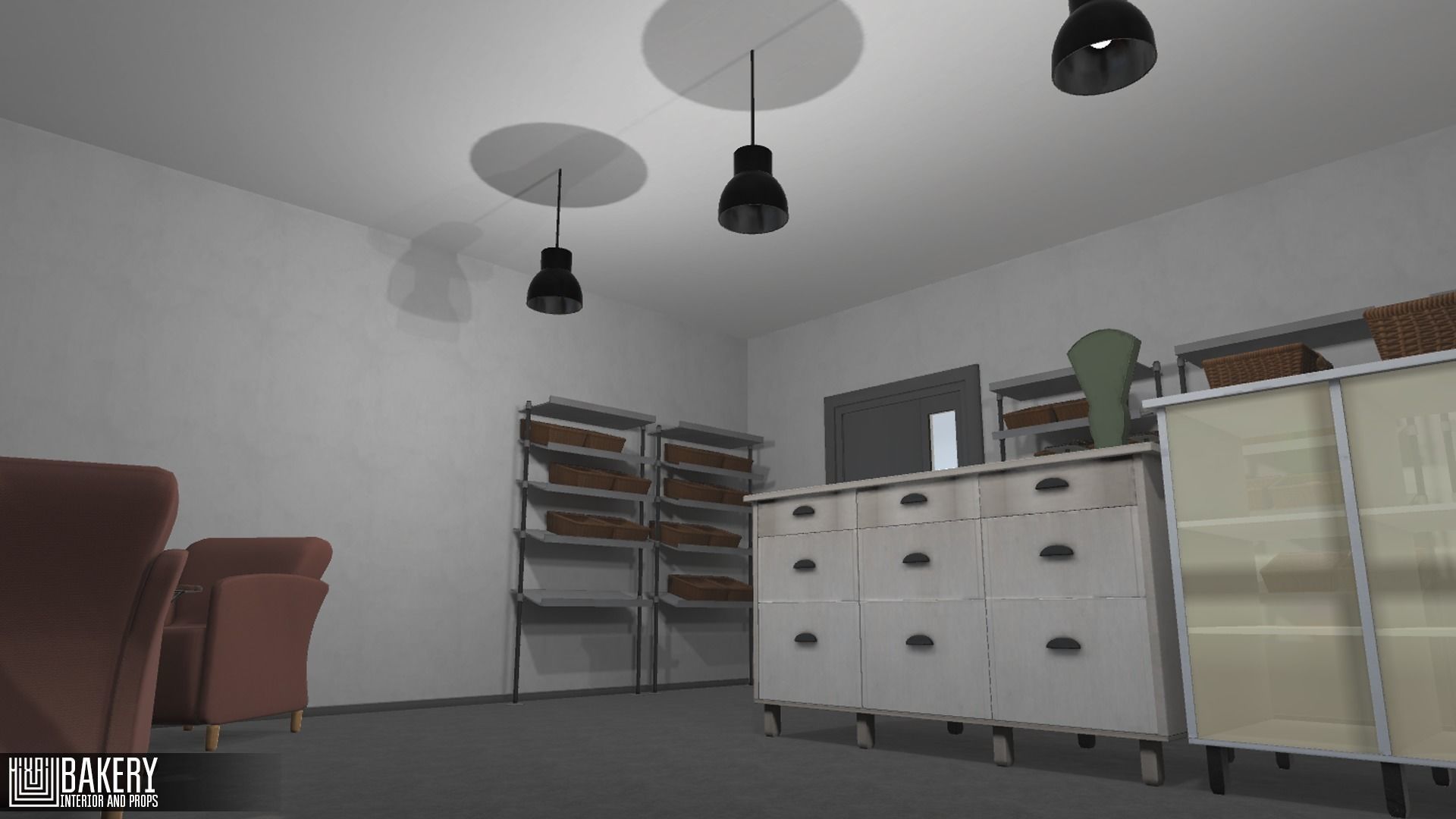 Bakery - interior and props Low-poly 3D model_14