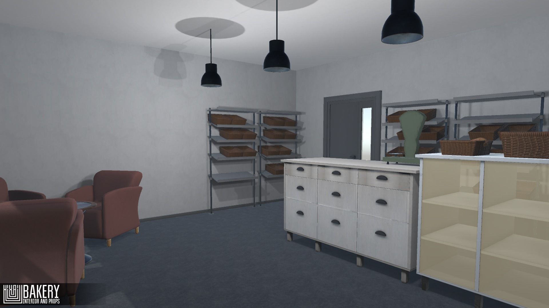 Bakery - interior and props Low-poly 3D model_12