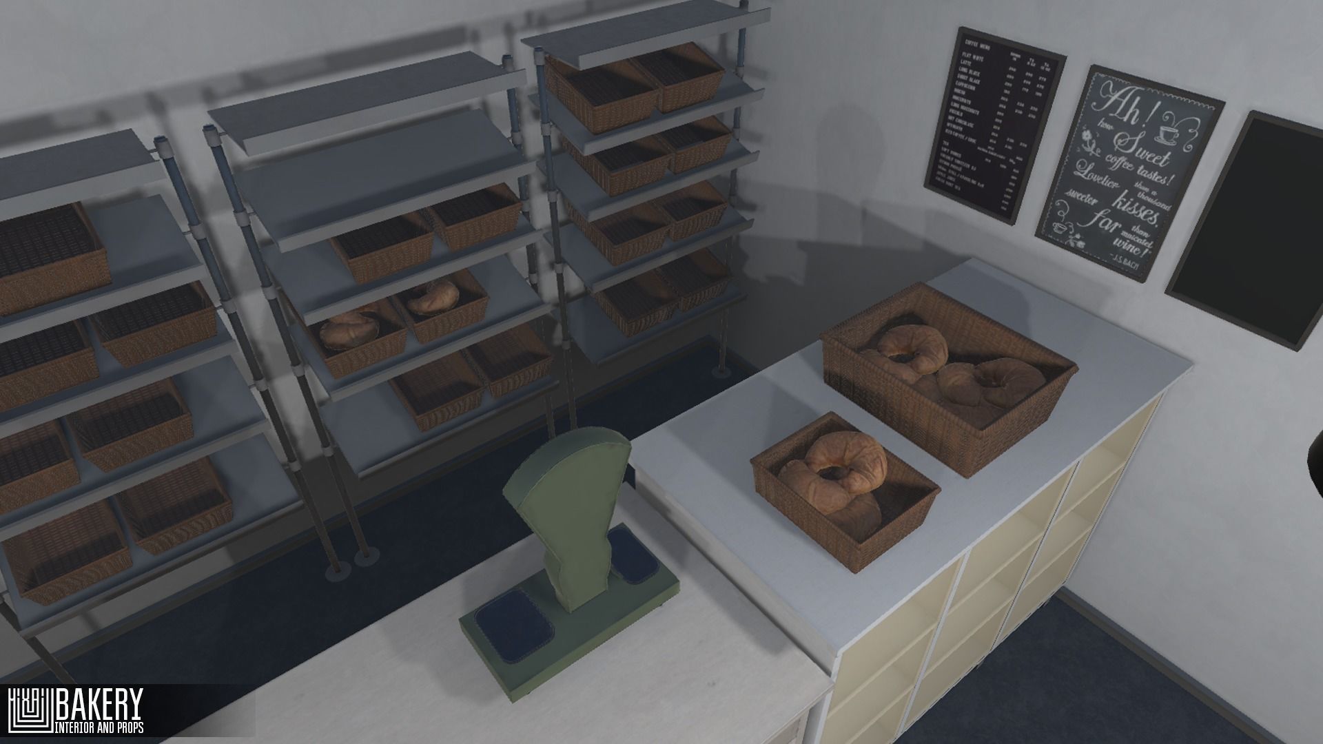 Bakery - interior and props Low-poly 3D model_15