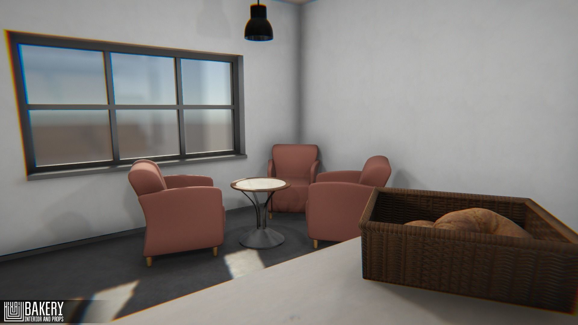 Bakery - interior and props Low-poly 3D model_1