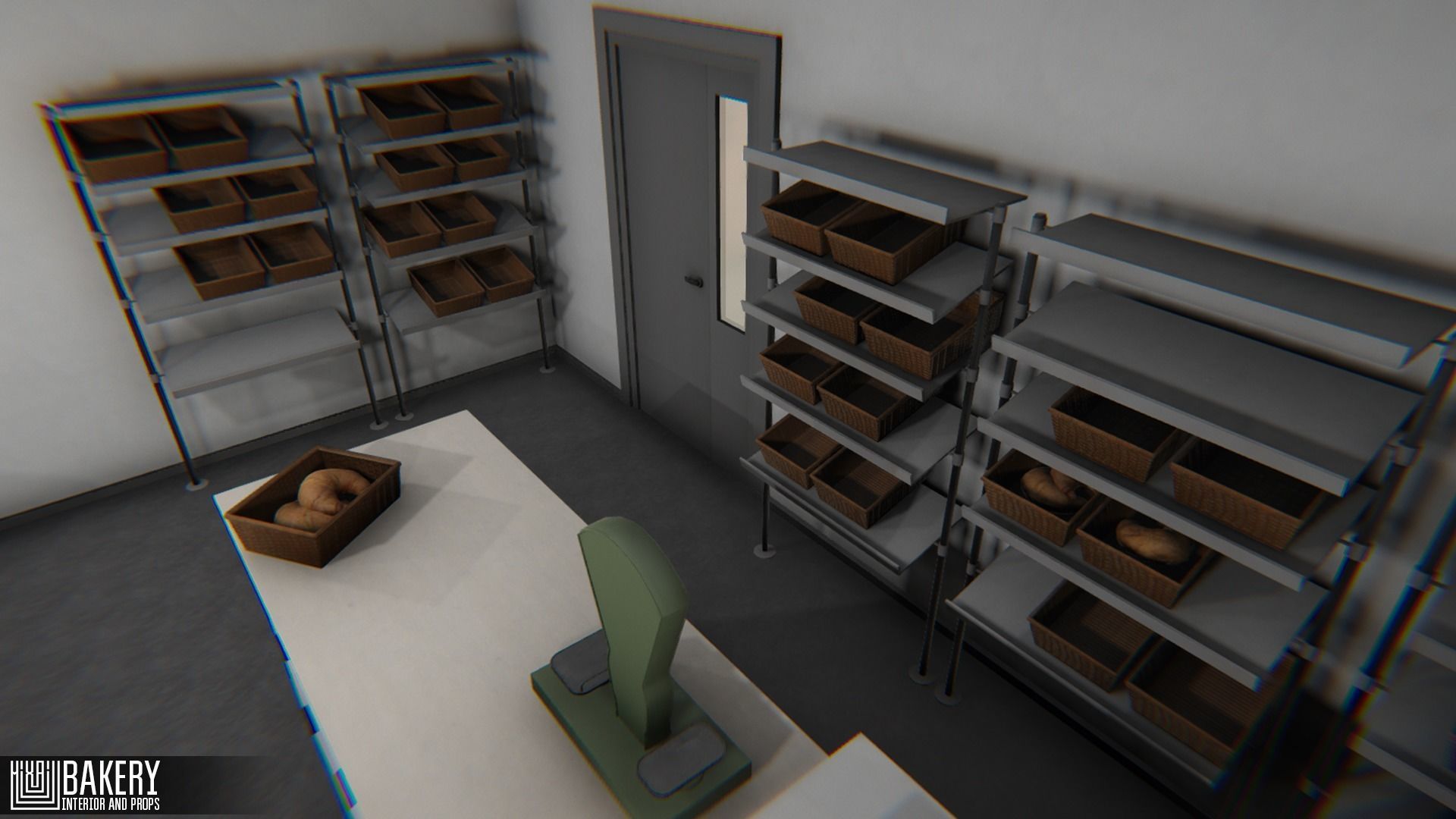 Bakery - interior and props Low-poly 3D model_2