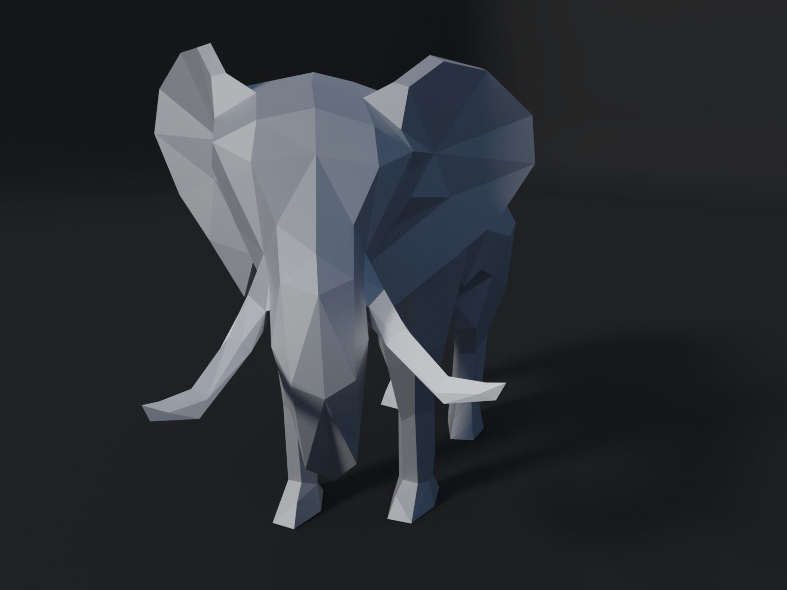 Low-poly Elephant with tusks Low-poly 3D model_1