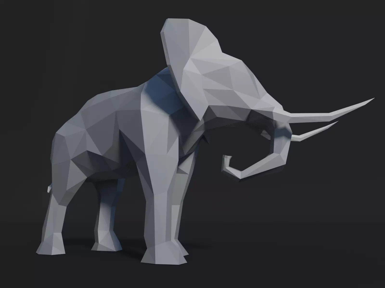 Low-poly Elephant with tusks Low-poly 3D model_0