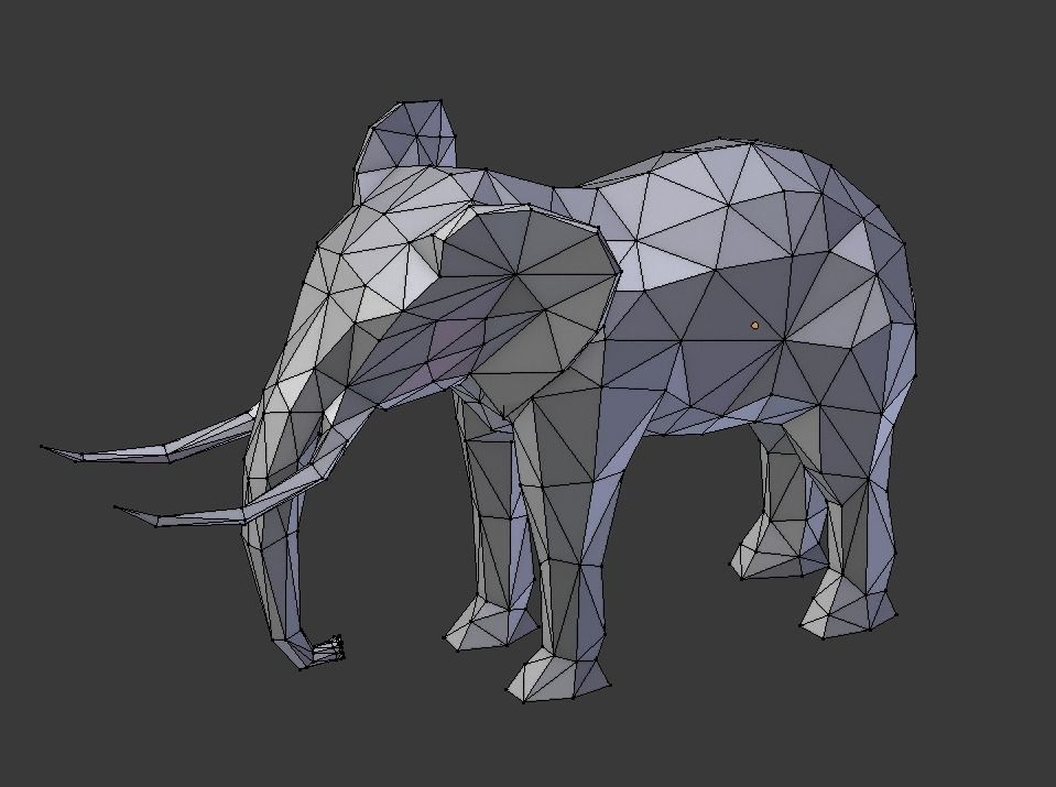 Low-poly Elephant with tusks Low-poly 3D model_7