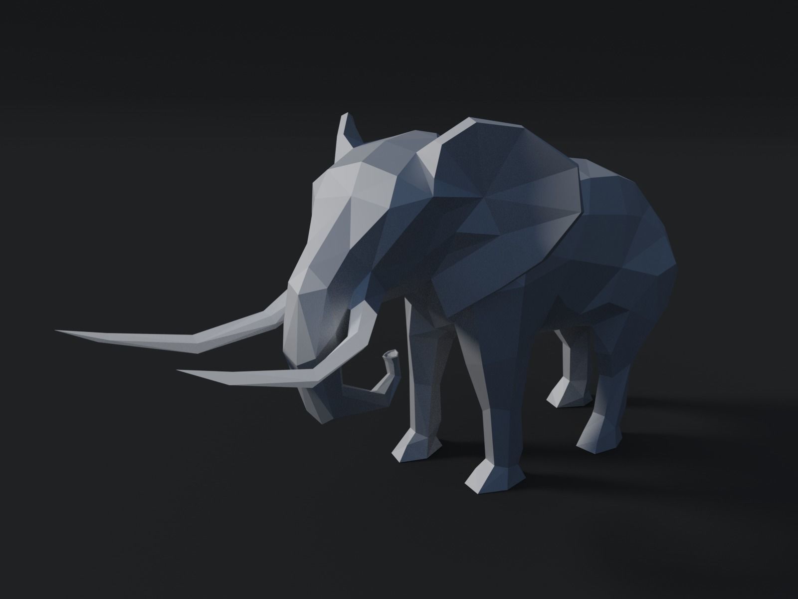 Low-poly Elephant with tusks Low-poly 3D model_2