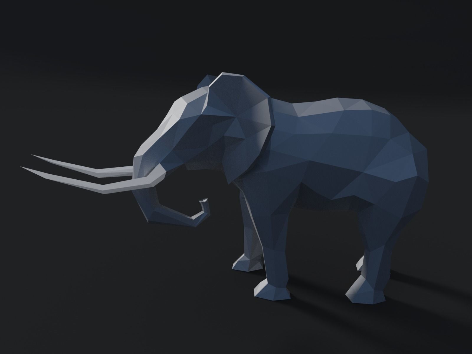 Low-poly Elephant with tusks Low-poly 3D model_3